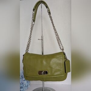 COACH Olive Green Chain Shoulder Bag Purse Vintage